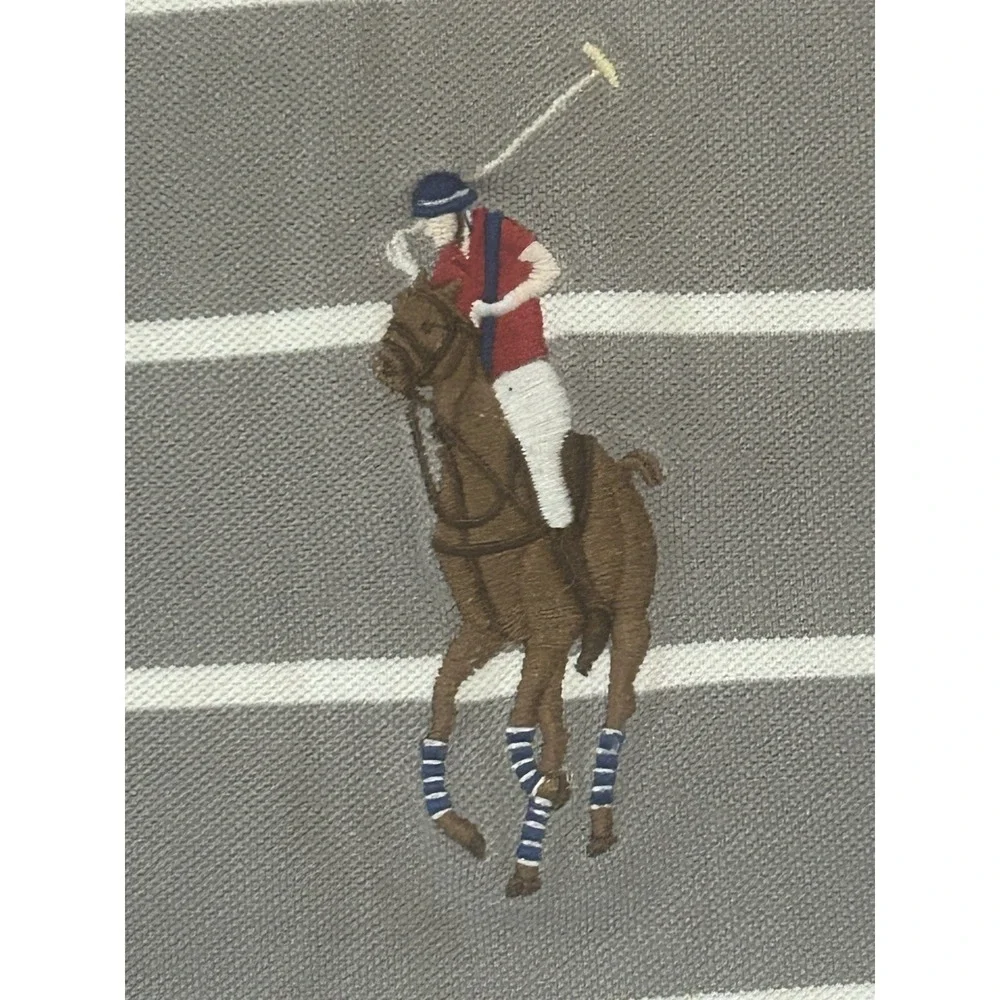 Polo Ralph Lauren Men's Striped Polo Shirt - Size 3XL - 100% Cotton Gray & White